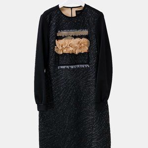 Marie Saint Pierre Long Sleeve Appliqué Maxi Dress